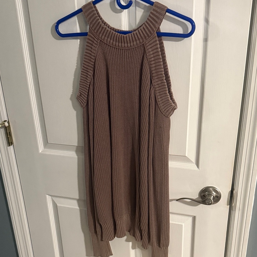 BKE Brown Off-the-Shoulder Sweater